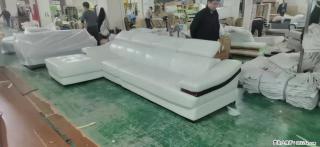 【大厂仿真皮沙发】实木框架，高回弹海绵45密度。全新包装，质量非常好，3.6米右贵妃 - 东营28生活网 dy.28life.com